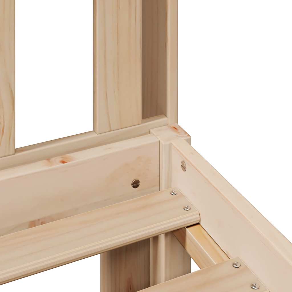 Seng med bokhylle uten madrass 90x200 cm heltre furu