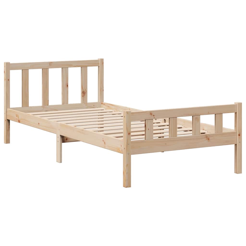 Seng med bokhylle uten madrass 90x190 cm heltre furu