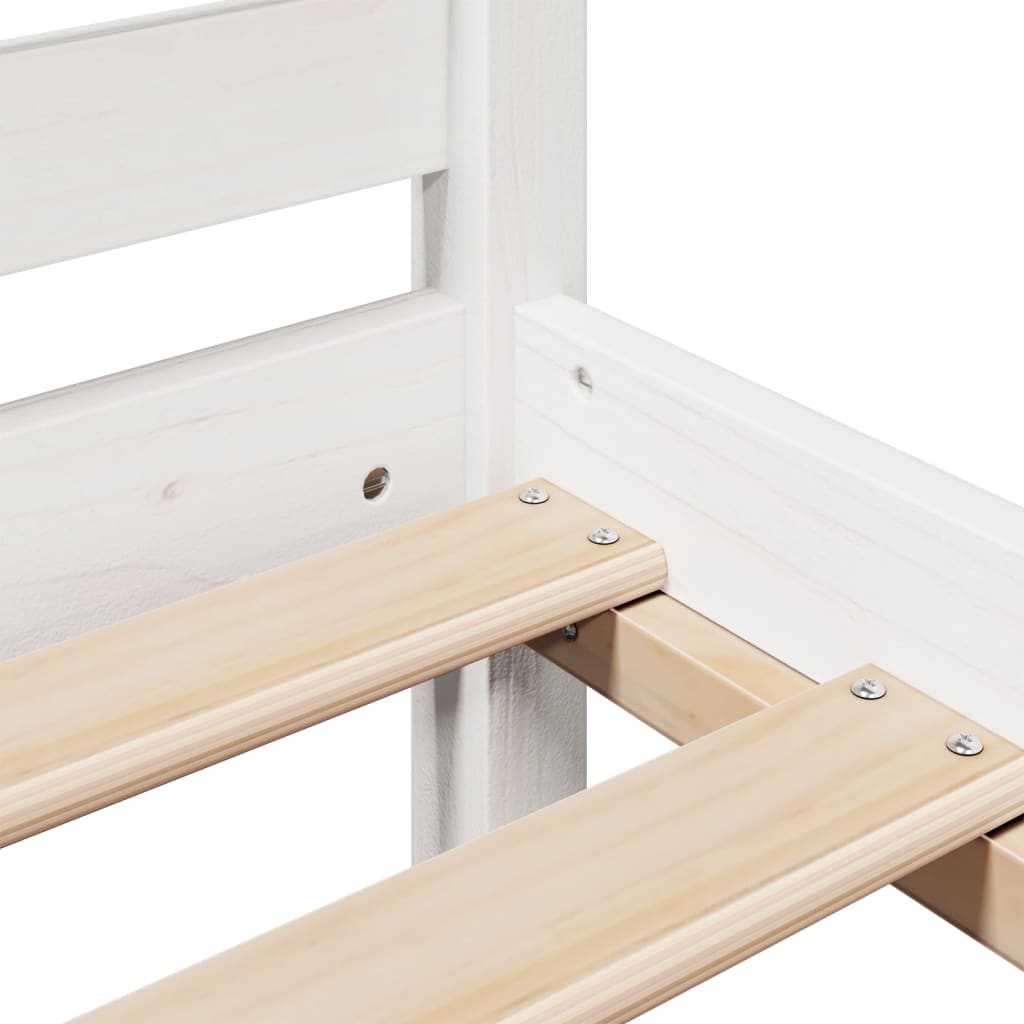 Seng med bokhylle uten madrass hvit 150x200 cm heltre furu