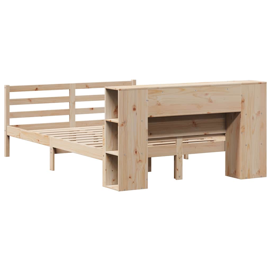 Seng med bokhylle uten madrass 160x200 cm heltre furu