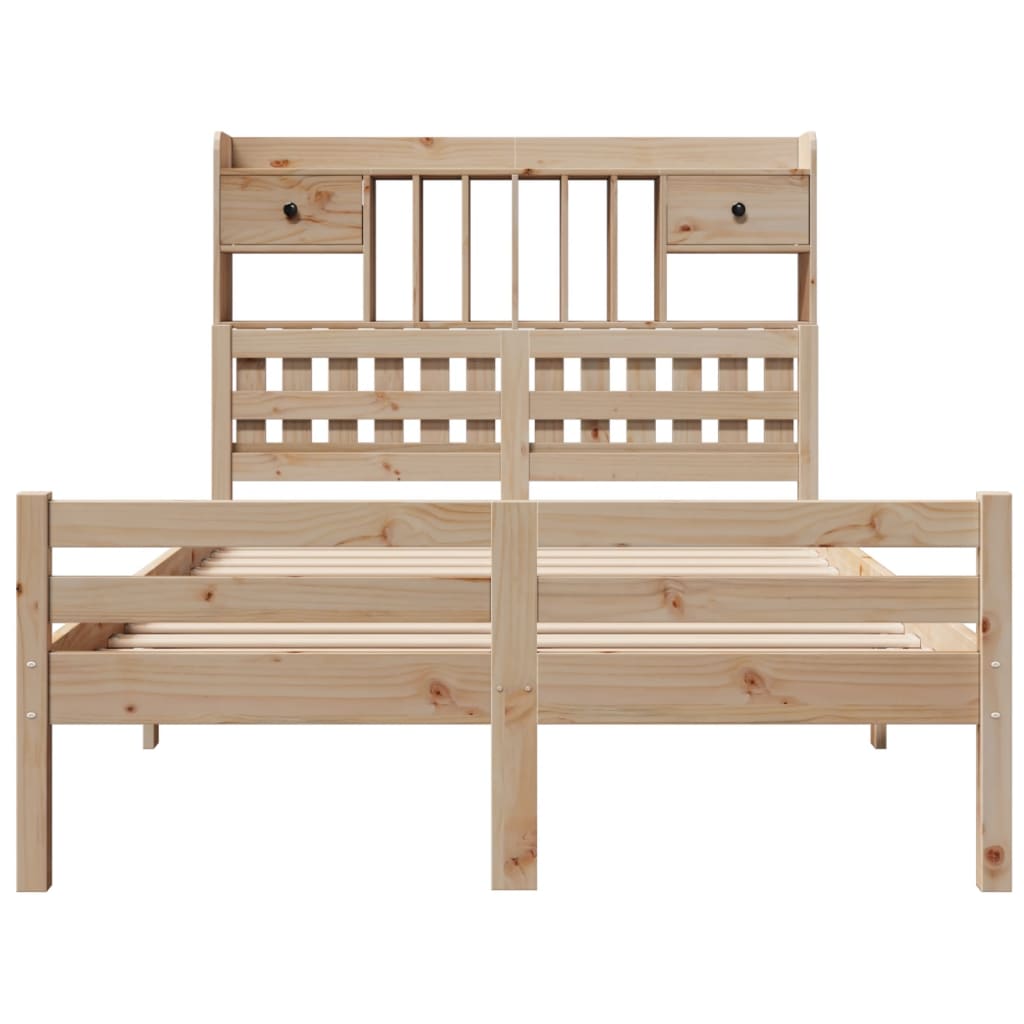 Seng med bokhylle uten madrass 135x190 cm heltre furu