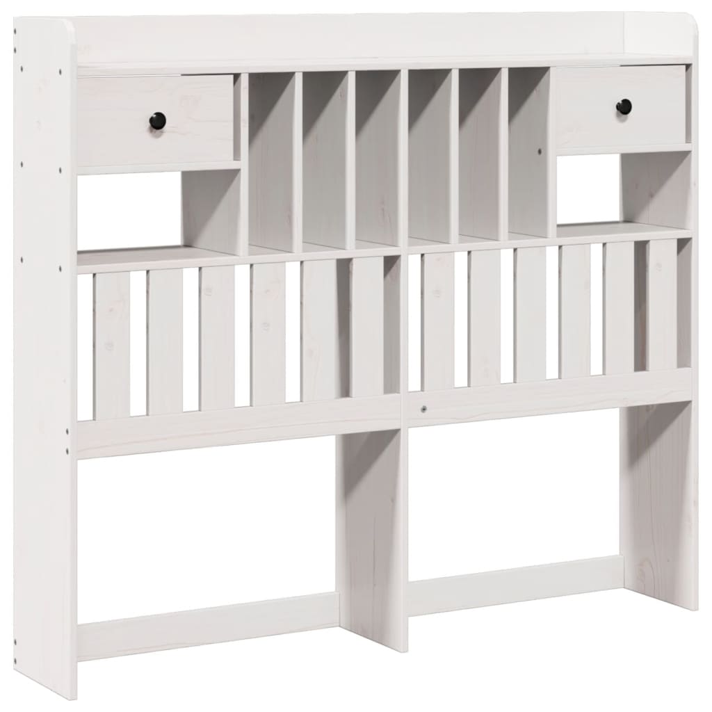 Seng med bokhylle uten madrass hvit 135x190 cm heltre furu