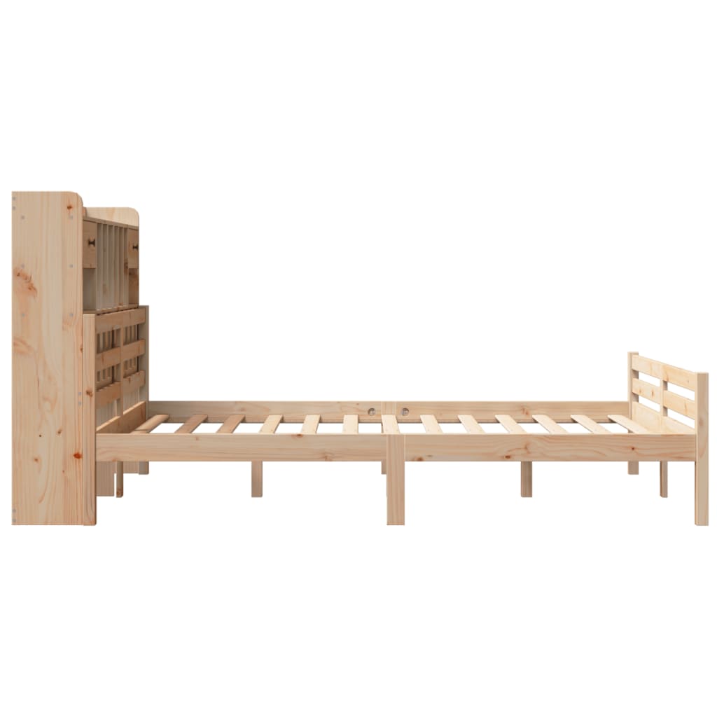 Seng med bokhylle uten madrass 140x200 cm heltre furu