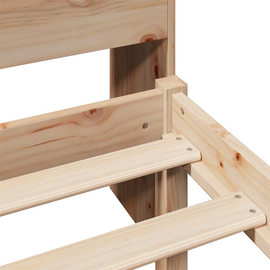 Seng med bokhylle uten madrass 75x190 cm heltre furu