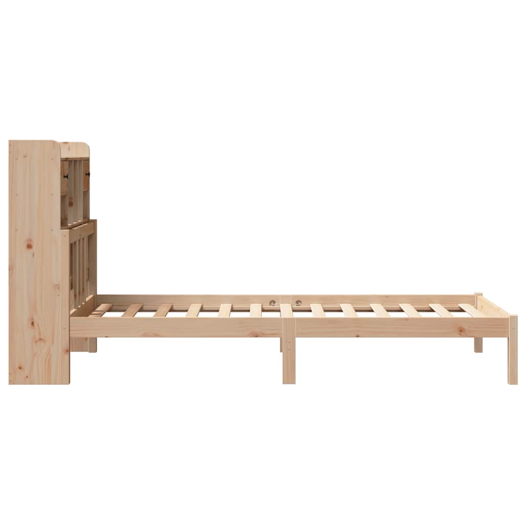 Seng med bokhylle uten madrass 75x190 cm heltre furu