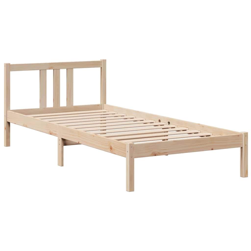 Seng med bokhylle uten madrass 90x190 cm heltre furu