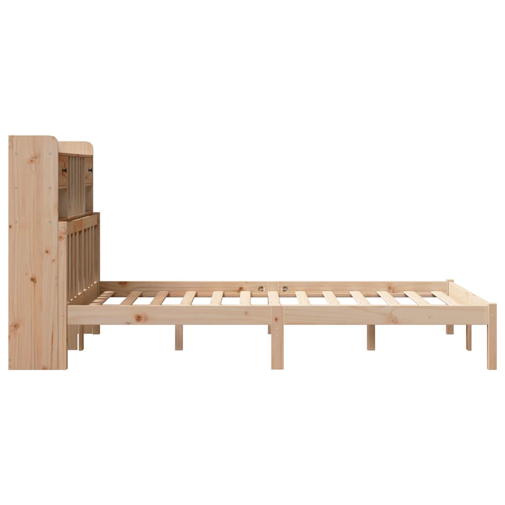 Seng med bokhylle uten madrass 135x190 cm heltre furu