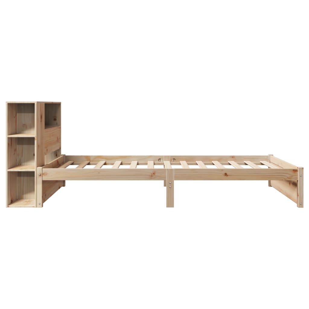 Seng med bokhylle uten madrass 75x190 cm heltre furu