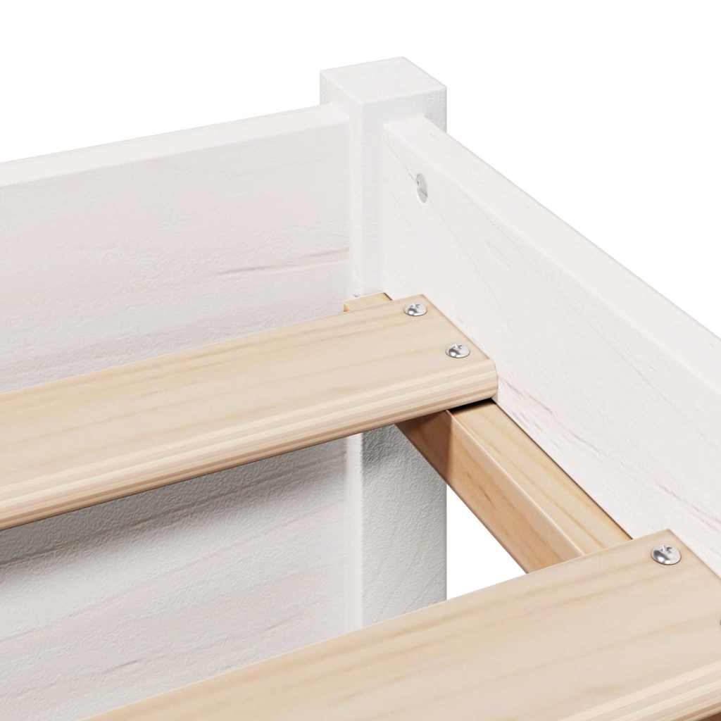 Seng med bokhylle uten madrass hvit 75x190 cm heltre furu