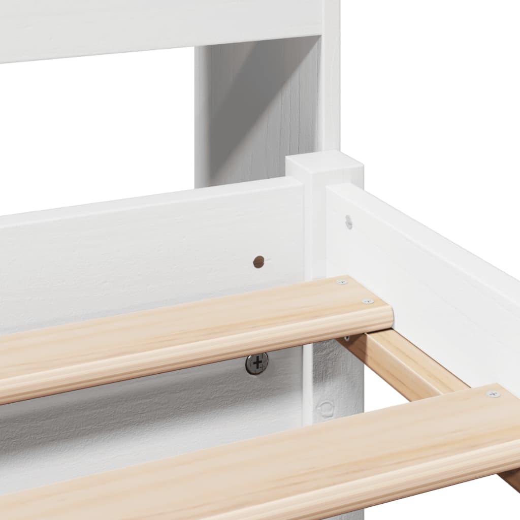 Seng med bokhylle uten madrass hvit 75x190 cm heltre furu