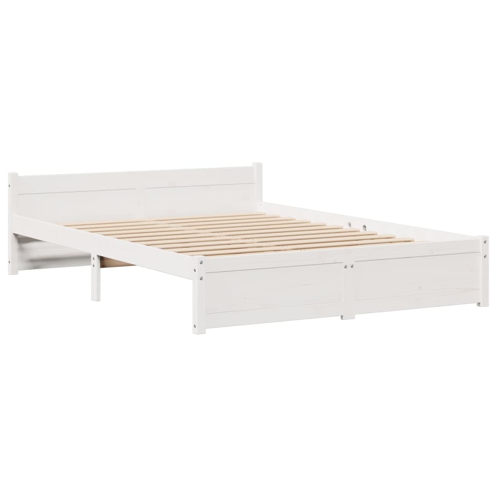 Seng med bokhylle uten madrass hvit 135x190 cm heltre furu
