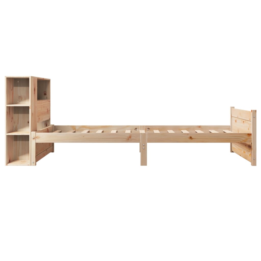Seng med bokhylle uten madrass 75x190 cm heltre furu