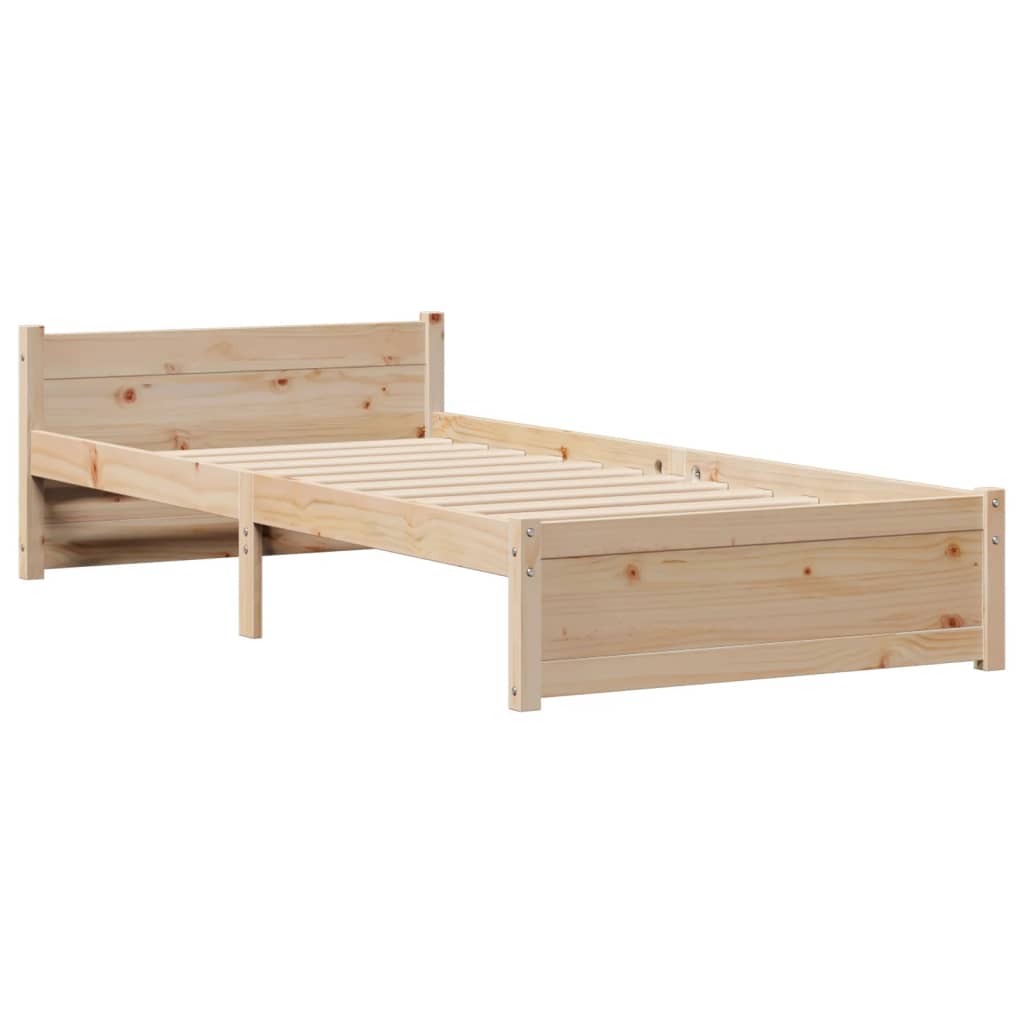Seng med bokhylle uten madrass 75x190 cm heltre furu