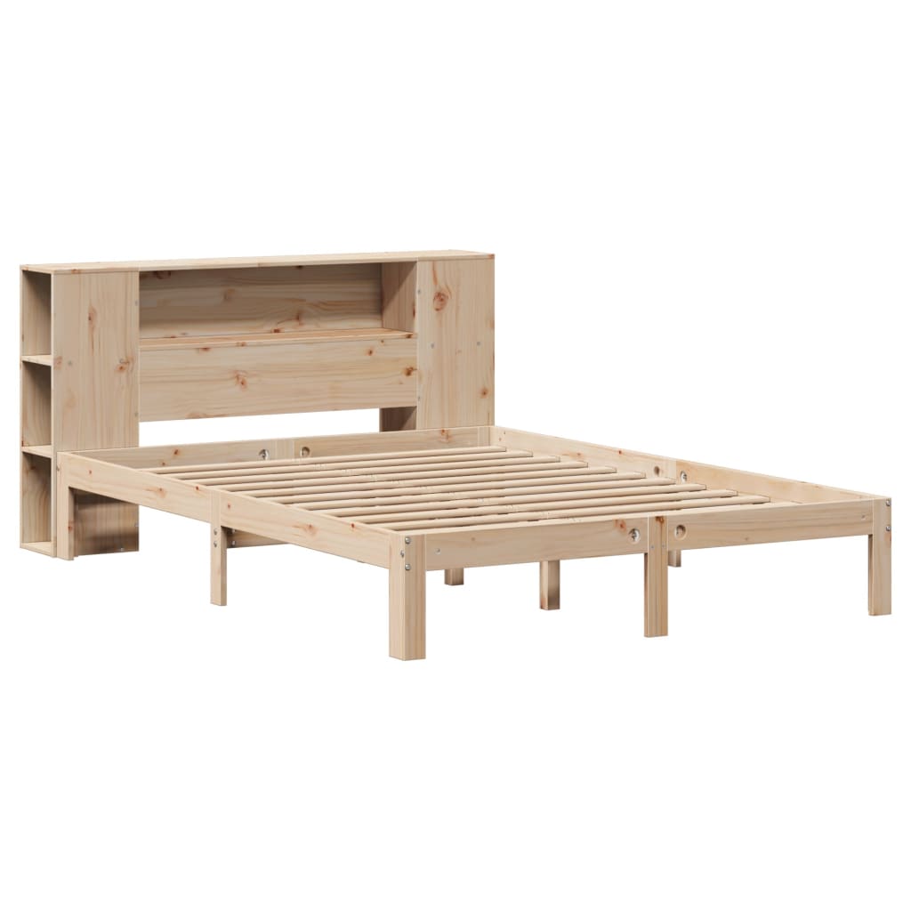 Seng med bokhylle uten madrass 160x200 cm heltre furu