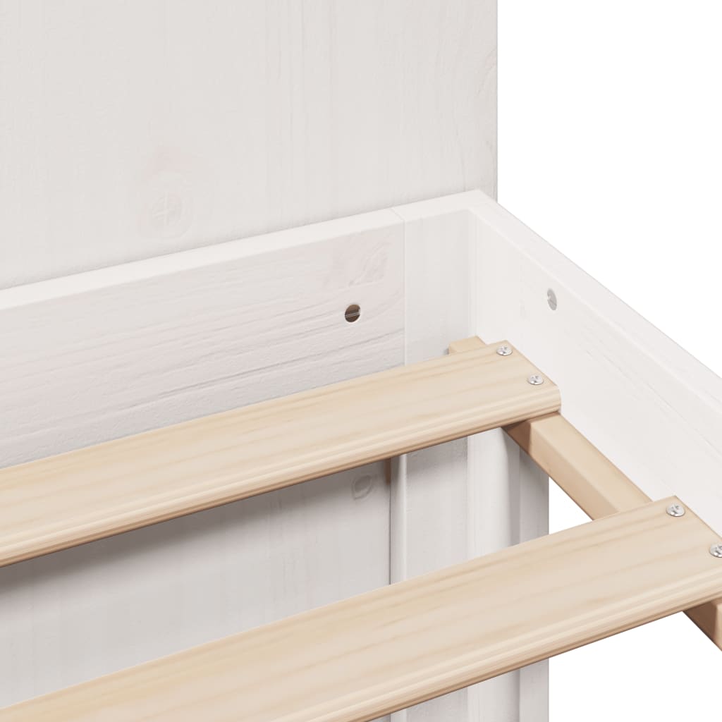 Seng med bokhylle uten madrass hvit 160x200 cm heltre furu
