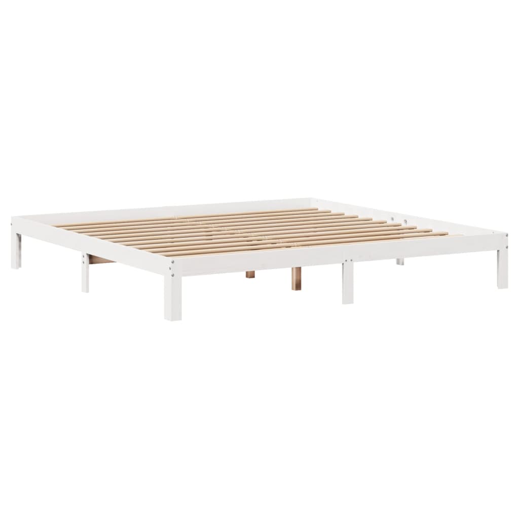 Seng med bokhylle uten madrass hvit 180x200 cm heltre furu