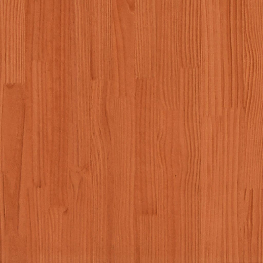 Seng med bokhylle uten madrass voksbrun 135x190 cm heltre furu