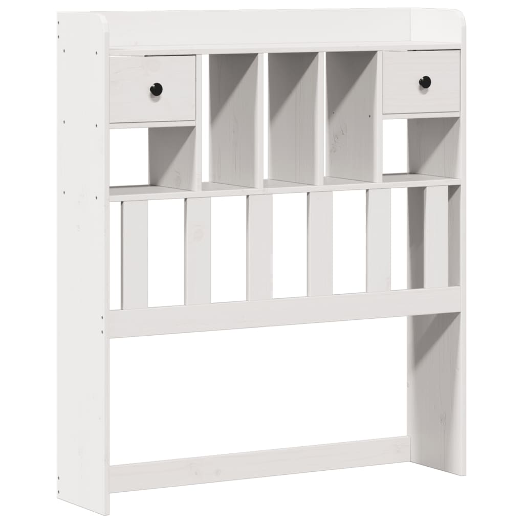 Seng med bokhylle uten madrass hvit 75x190 cm heltre furu