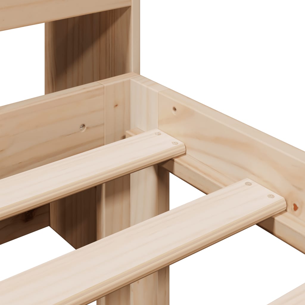 Seng med bokhylle uten madrass 90x200 cm heltre furu