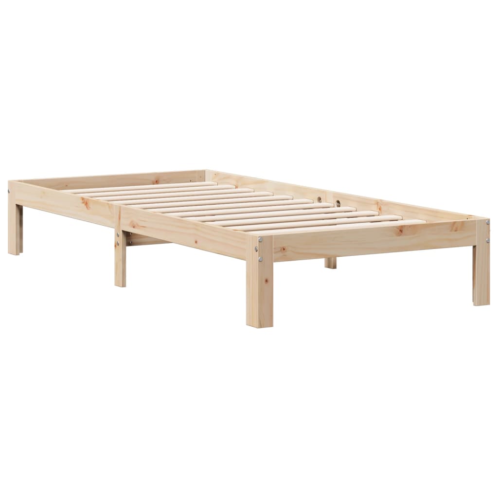 Seng med bokhylle uten madrass 100x200 cm heltre furu