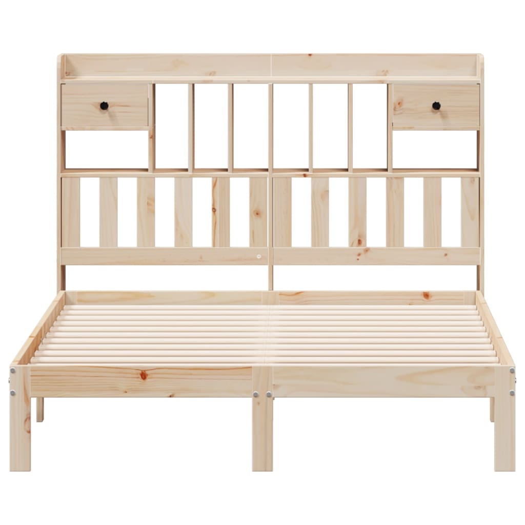 Seng med bokhylle uten madrass 140x200 cm heltre furu