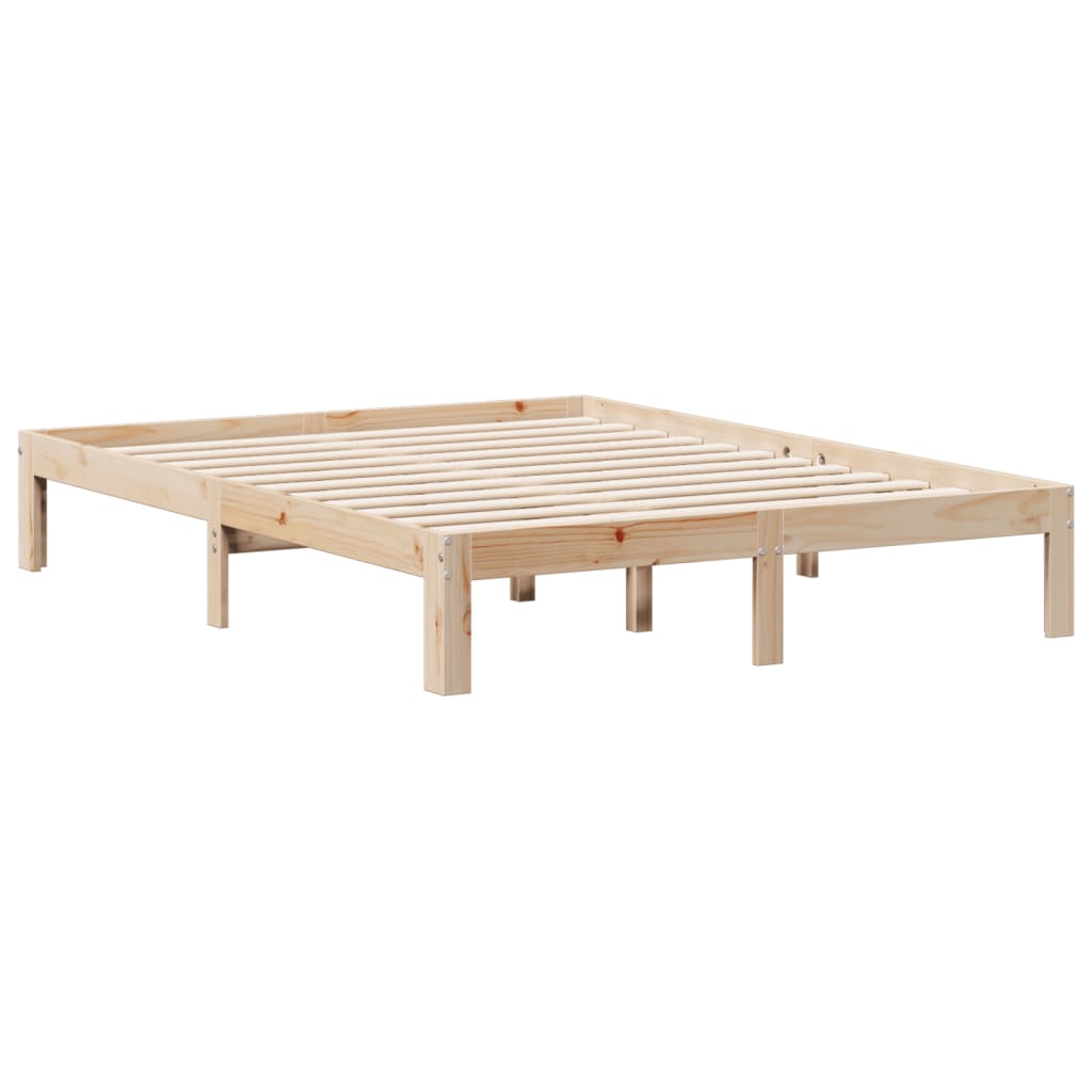 Seng med bokhylle uten madrass 140x200 cm heltre furu