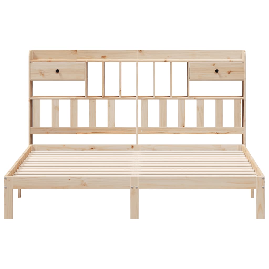 Seng med bokhylle uten madrass 180x200 cm heltre furu