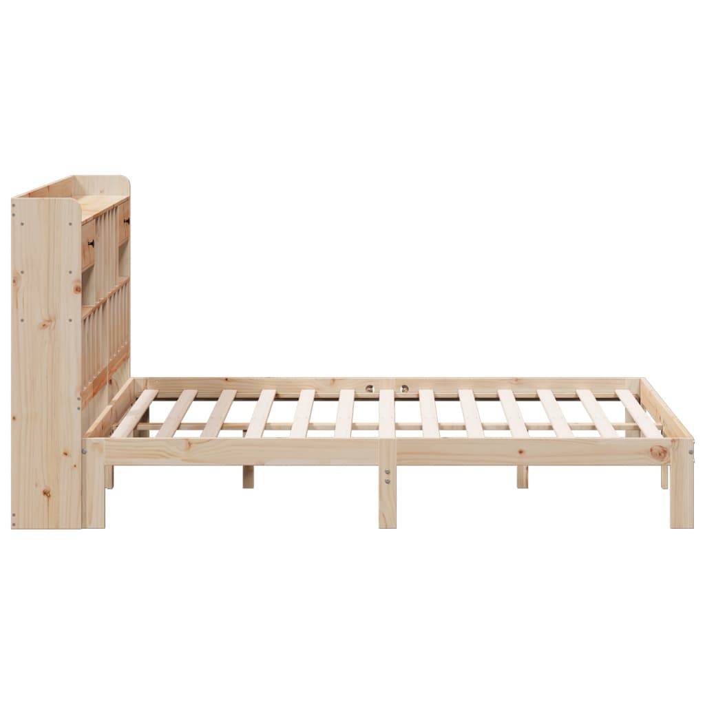 Seng med bokhylle uten madrass 180x200 cm heltre furu