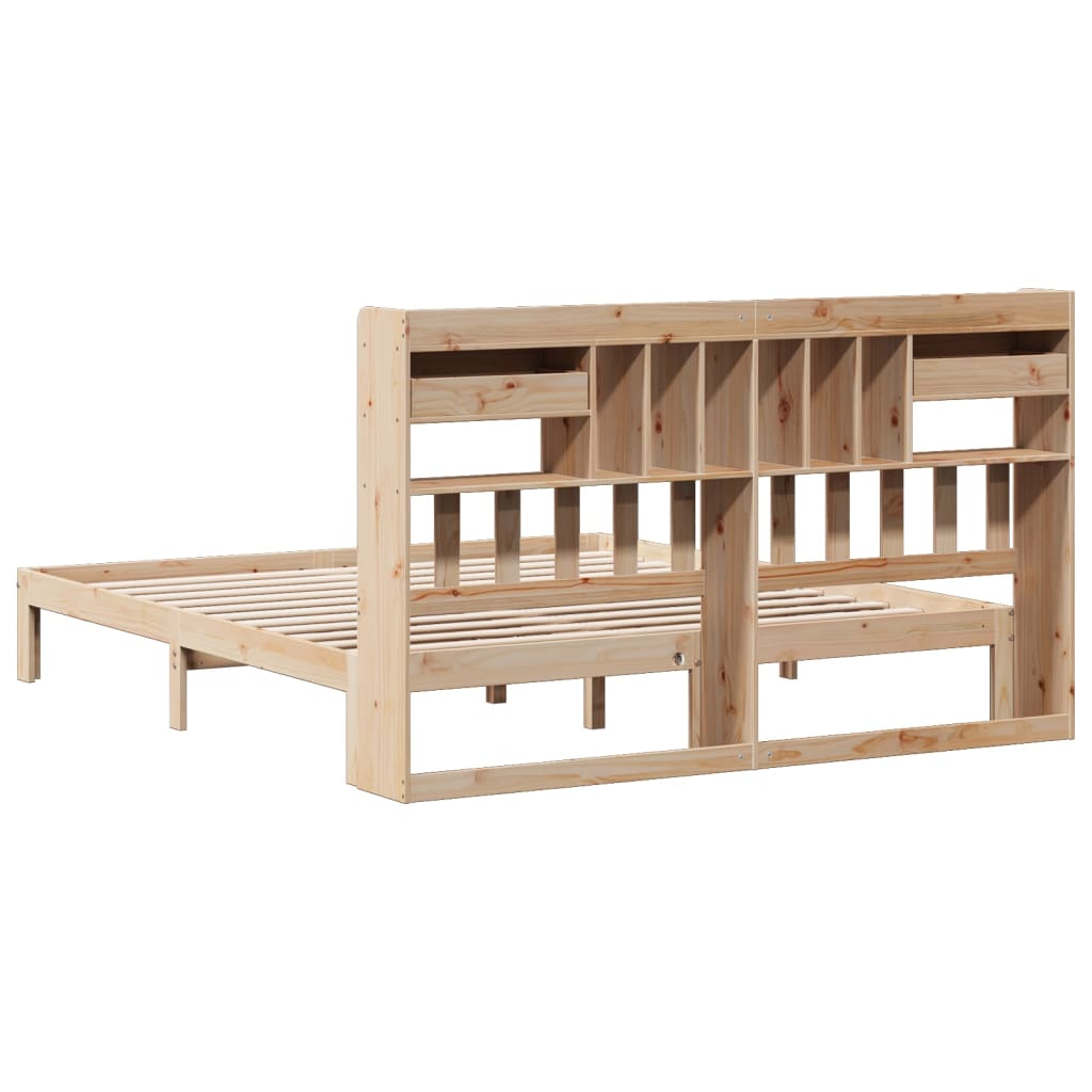 Seng med bokhylle uten madrass 180x200 cm heltre furu