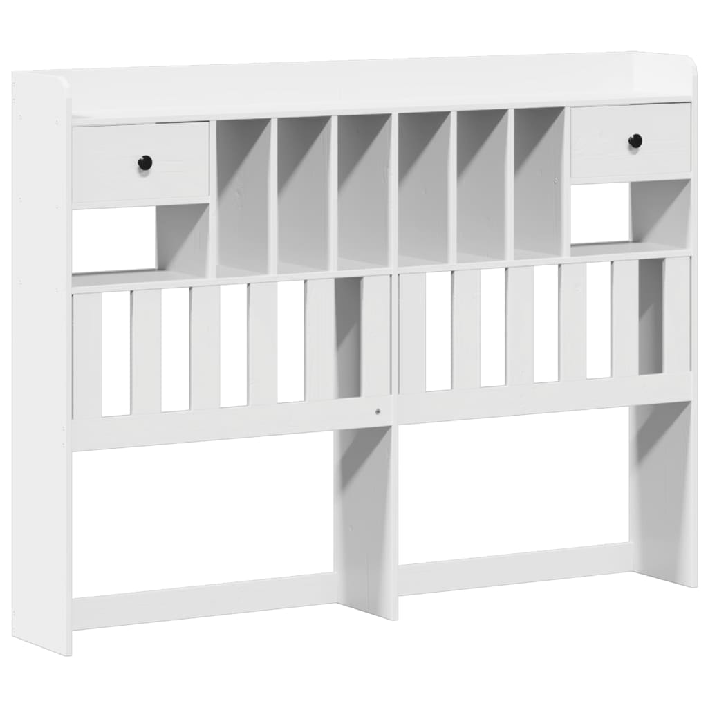 Seng med bokhylle uten madrass hvit 140x200 cm heltre furu