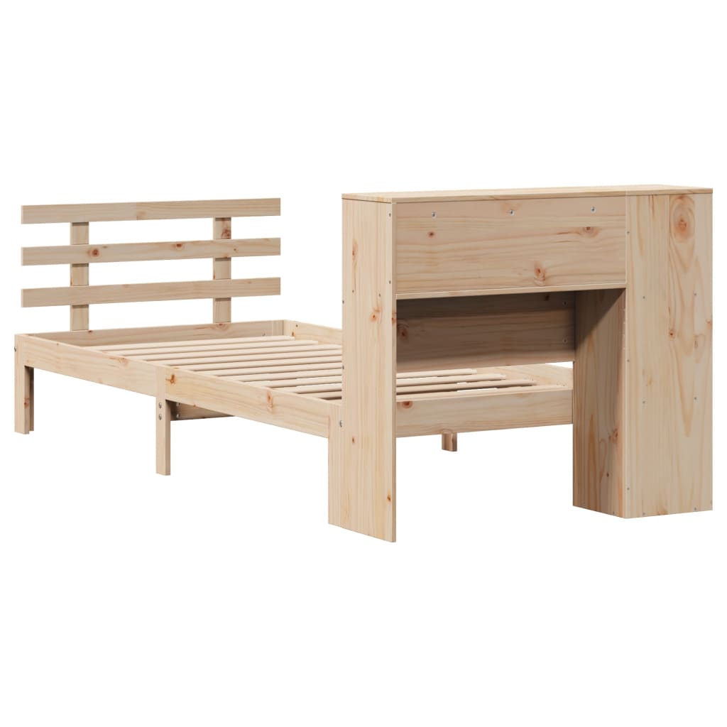 Seng med bokhylle uten madrass 75x190 cm heltre furu