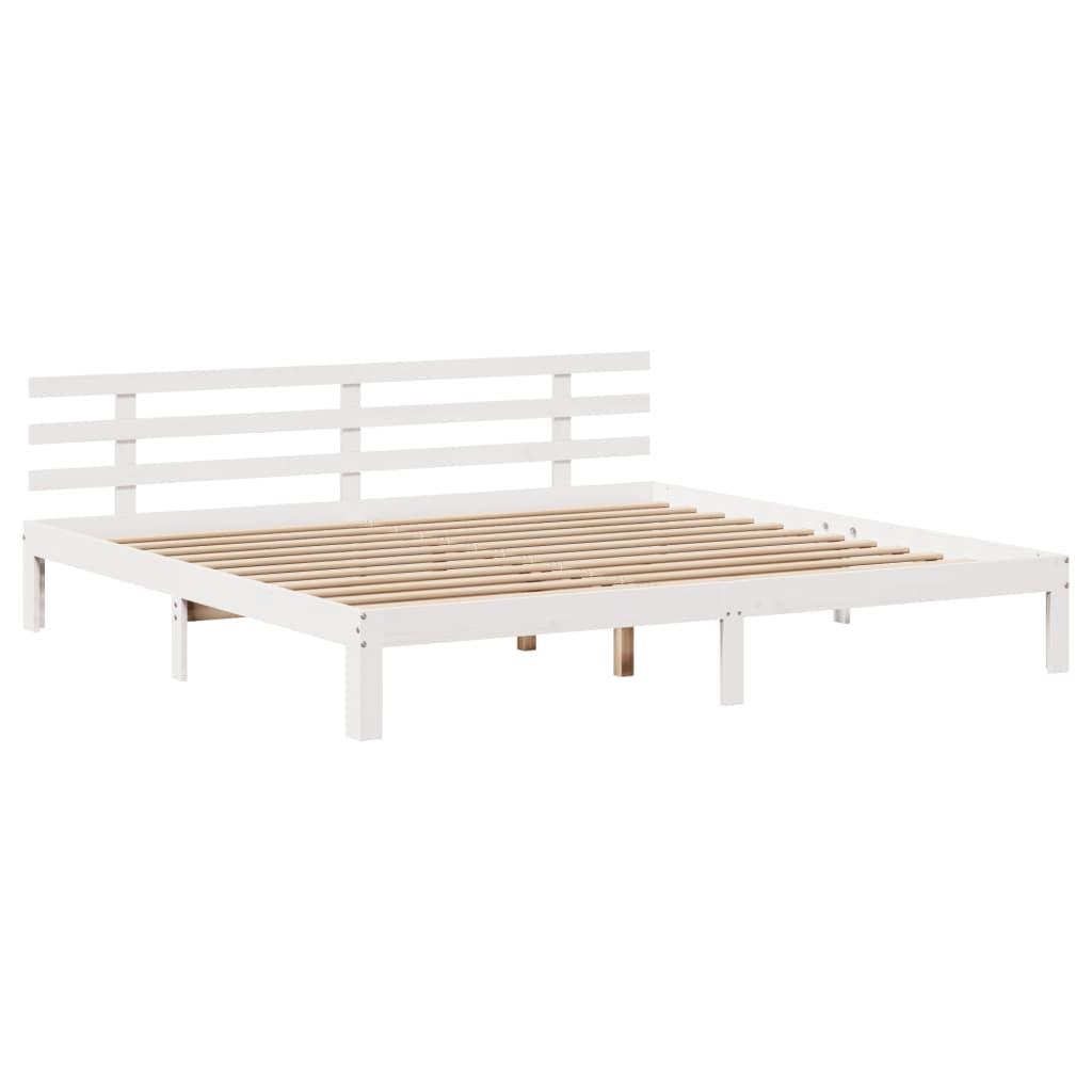 Seng med bokhylle uten madrass hvit 180x200 cm heltre furu