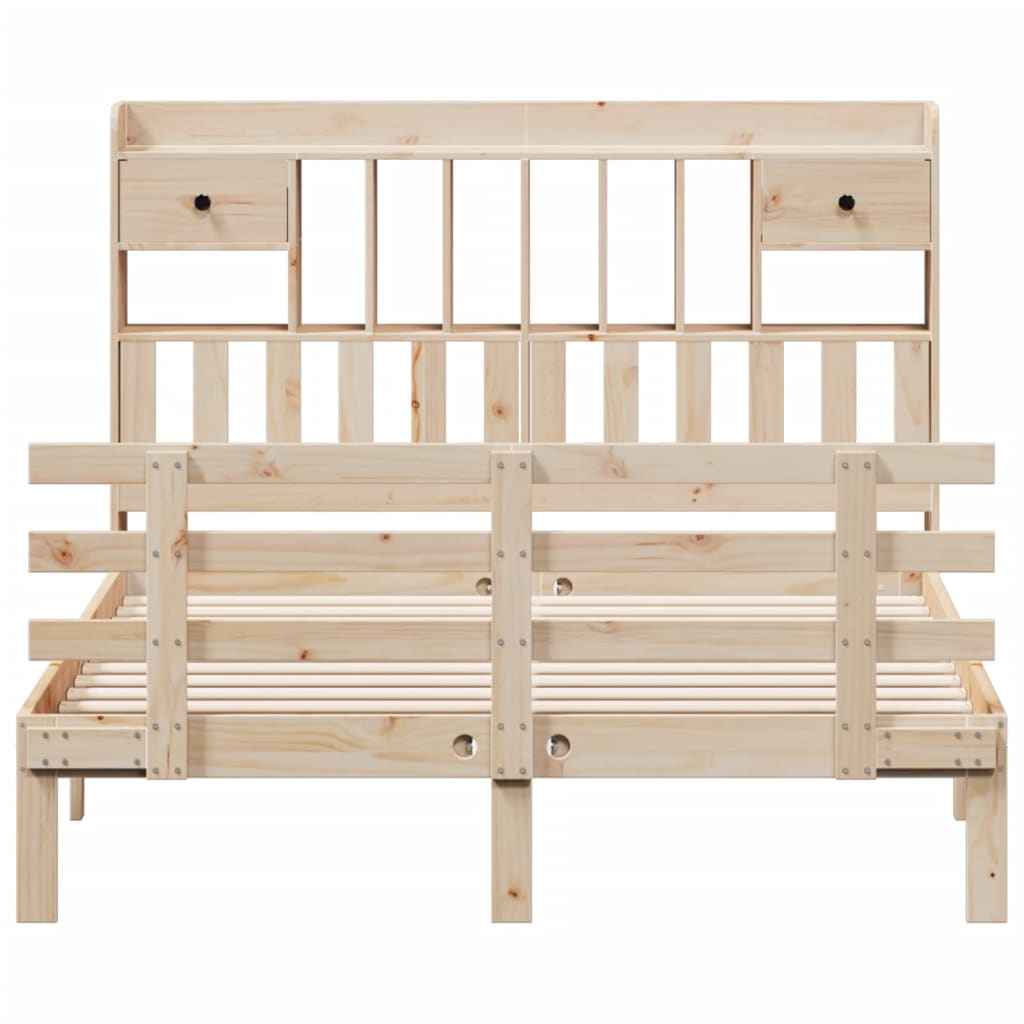 Seng med bokhylle uten madrass 140x190 cm heltre furu