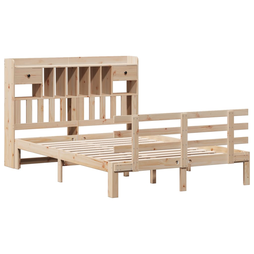 Seng med bokhylle uten madrass 140x200 cm heltre furu