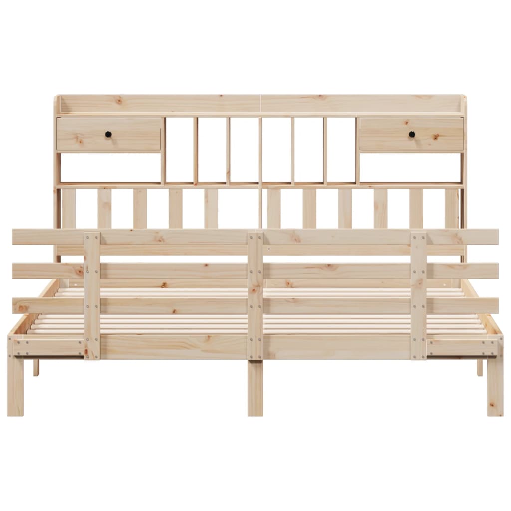 Seng med bokhylle uten madrass 180x200 cm heltre furu