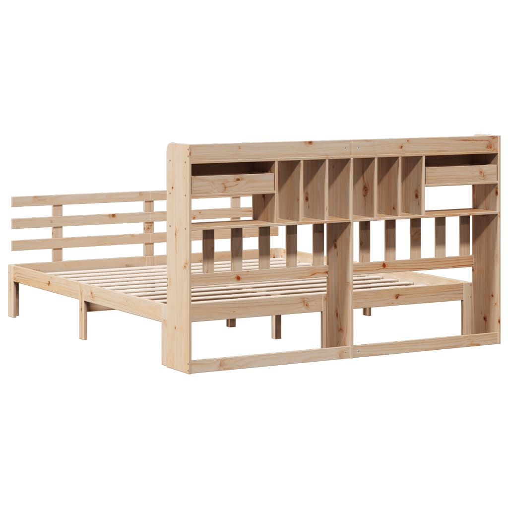 Seng med bokhylle uten madrass 180x200 cm heltre furu