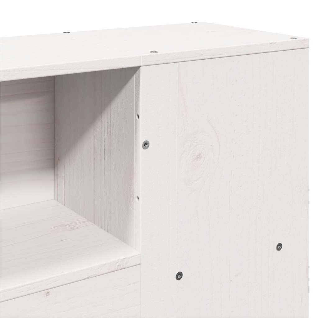 Seng med bokhylle uten madrass hvit 140x190 cm heltre furu