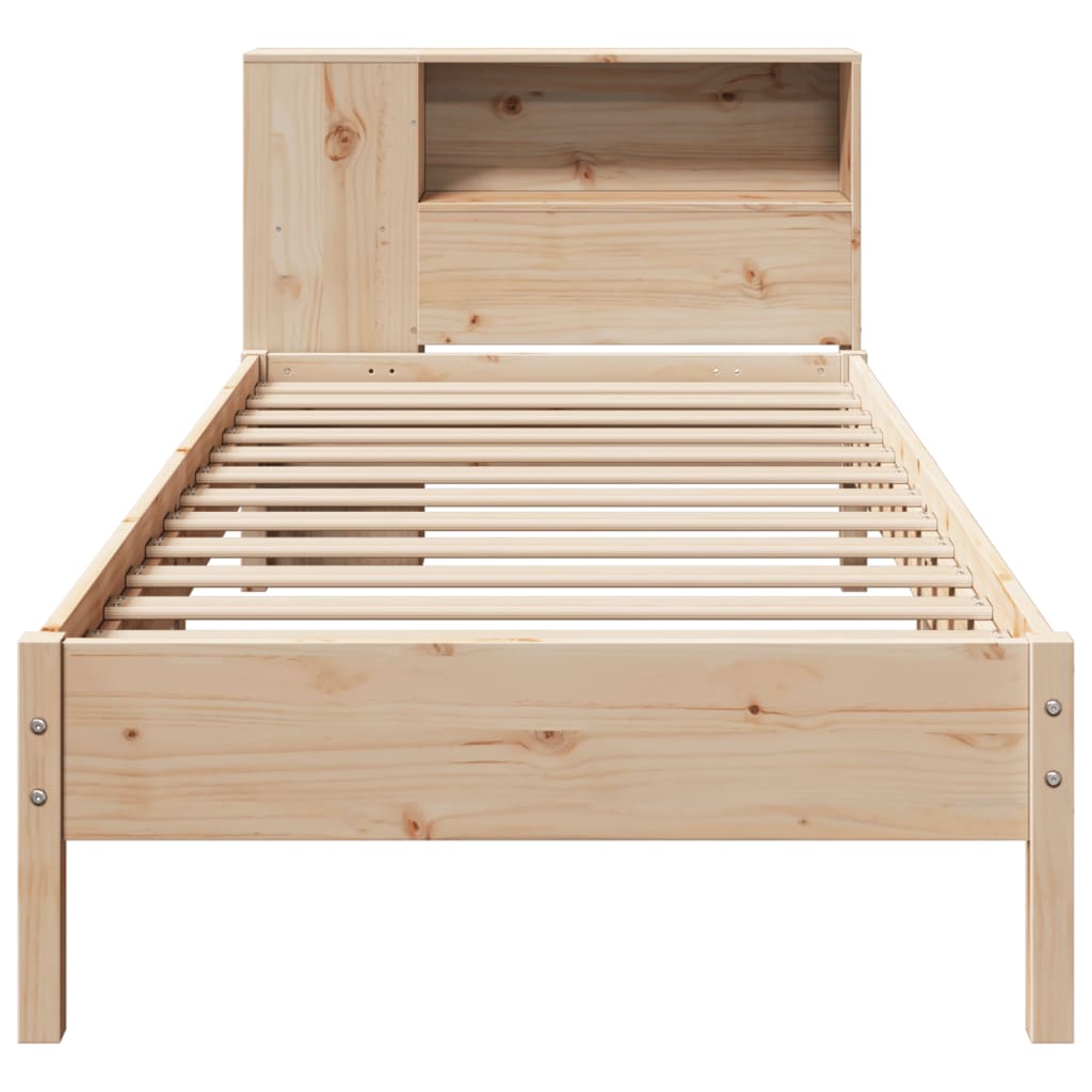Seng med bokhylle uten madrass 75x190 cm heltre furu