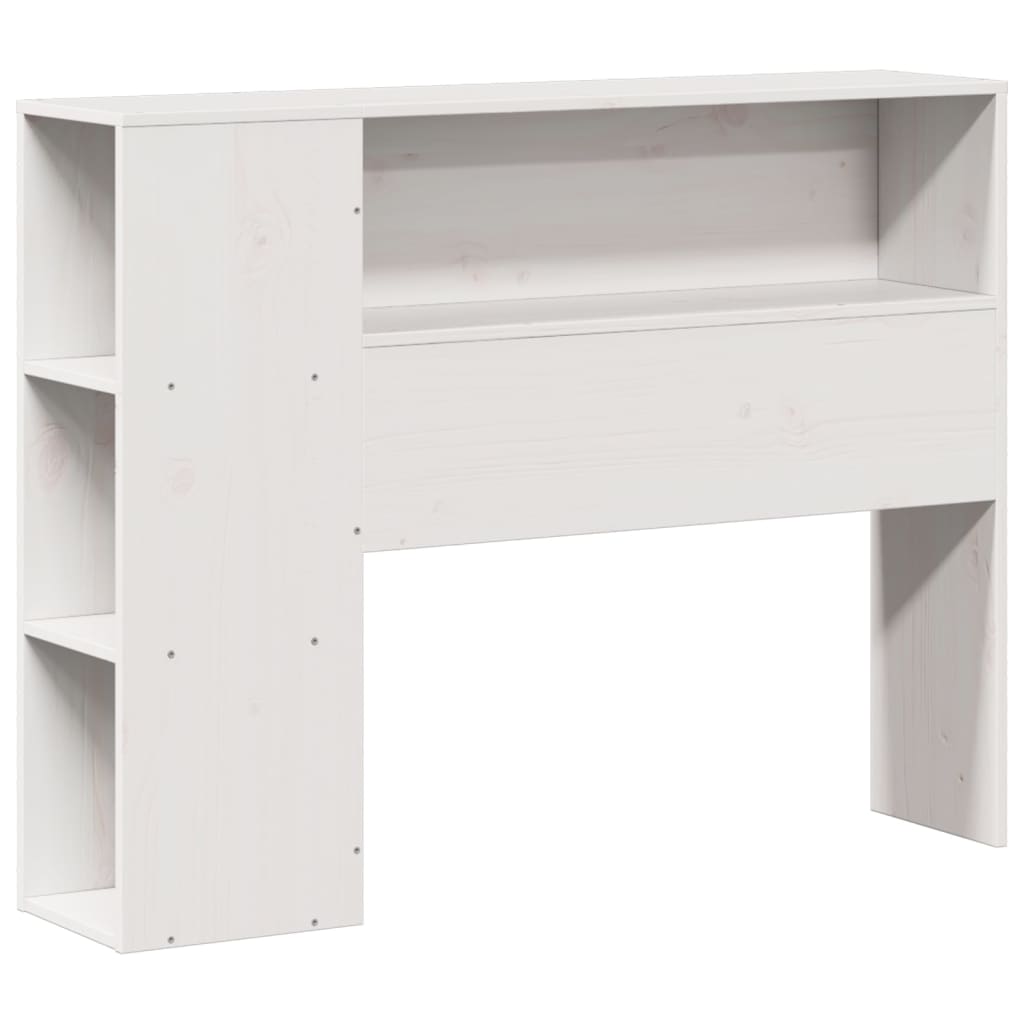 Seng med bokhylle uten madrass hvit 75x190 cm heltre furu