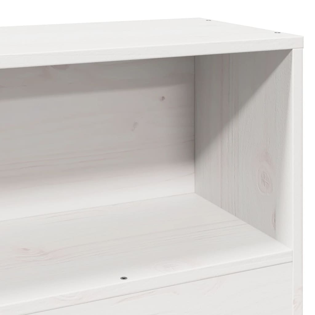 Seng med bokhylle uten madrass hvit 75x190 cm heltre furu