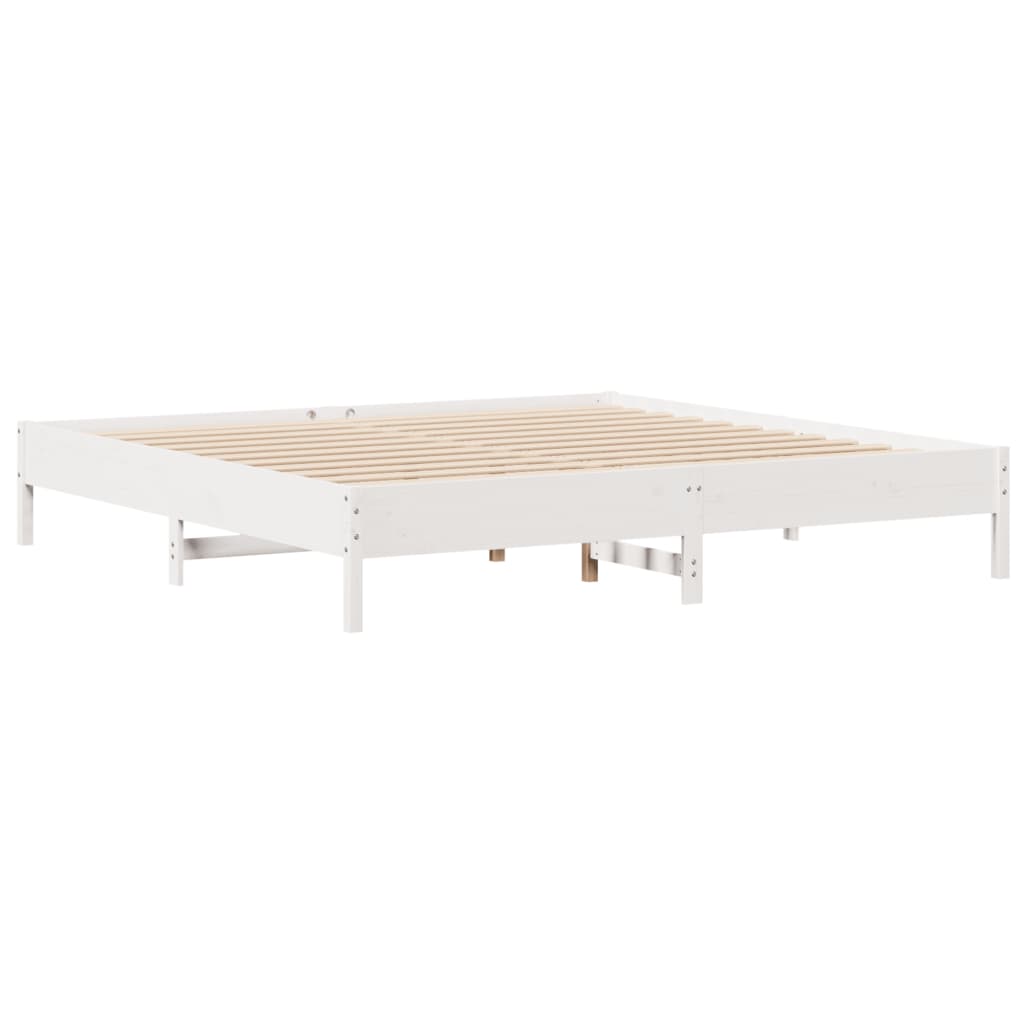 Seng med bokhylle uten madrass hvit 180x200 cm heltre furu