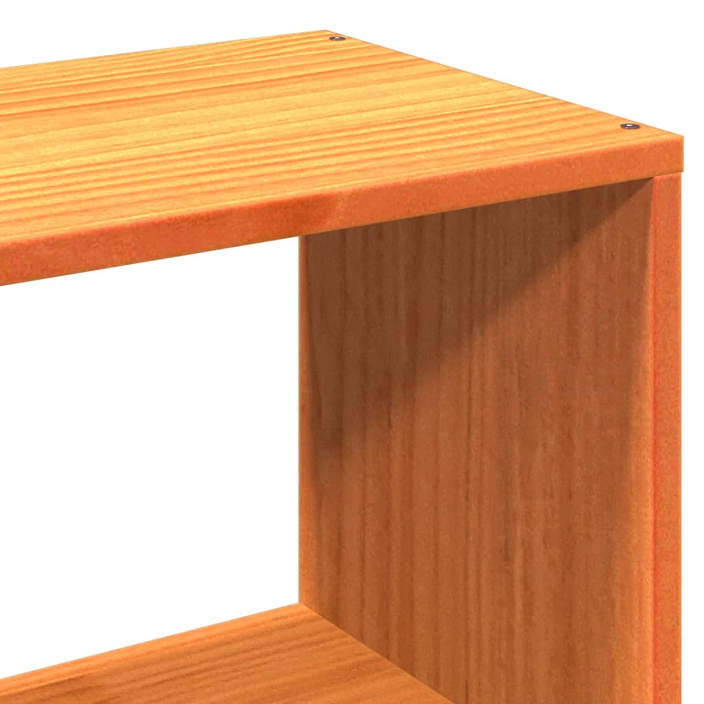 Seng med bokhylle uten madrass voksbrun 160x200 cm heltre furu