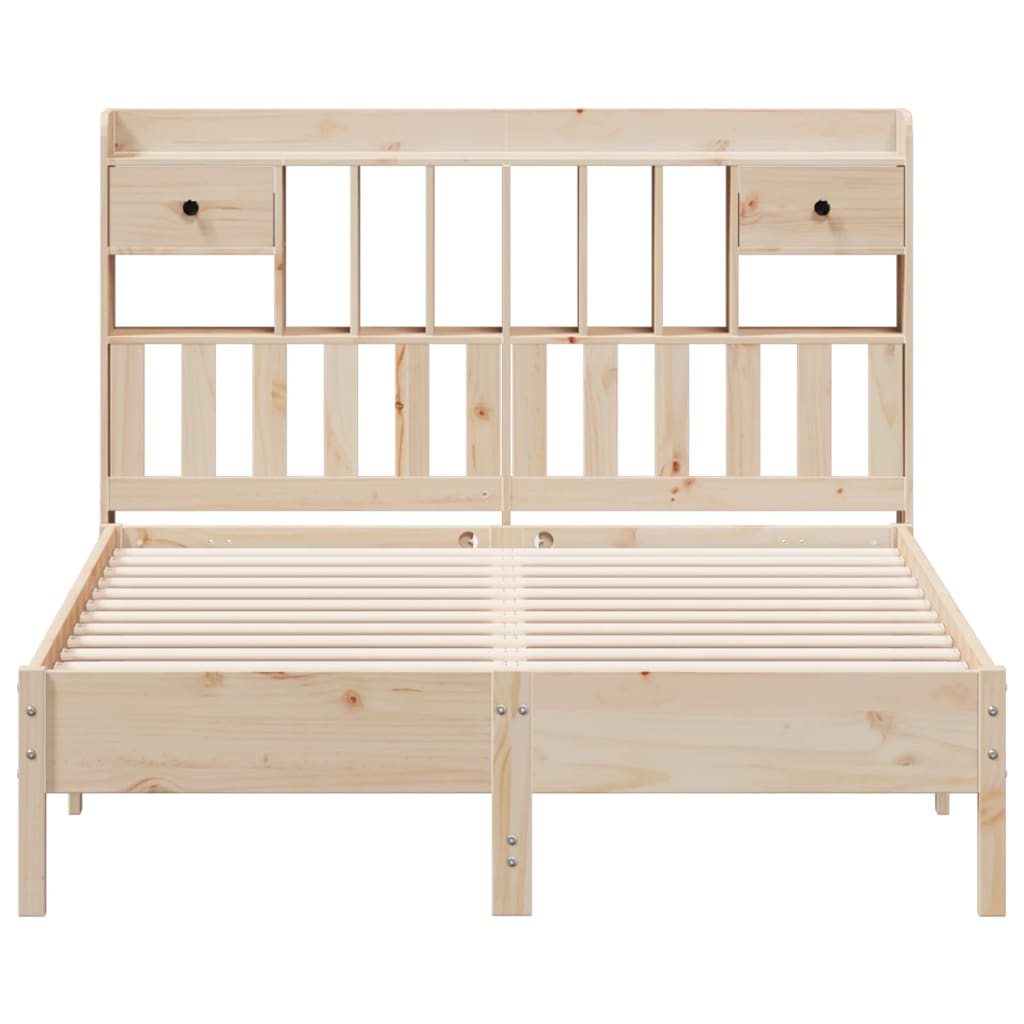 Seng med bokhylle uten madrass 140x200 cm heltre furu
