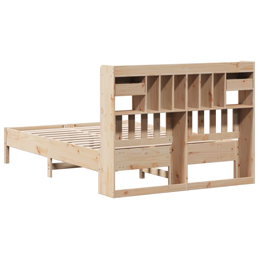 Seng med bokhylle uten madrass 140x200 cm heltre furu
