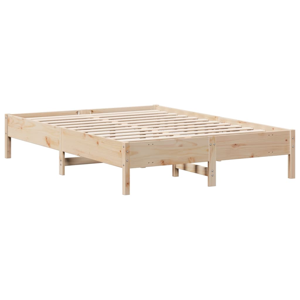 Seng med bokhylle uten madrass 140x200 cm heltre furu