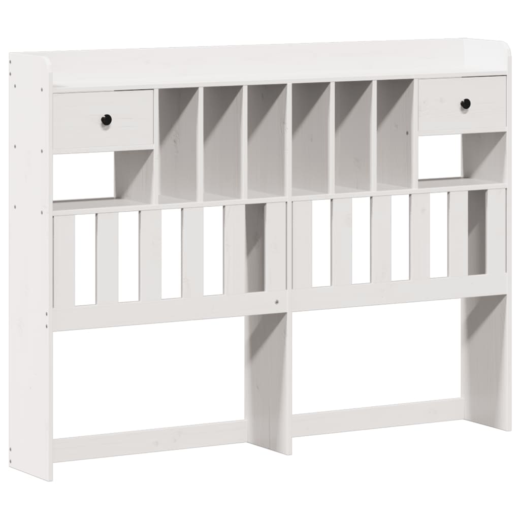 Seng med bokhylle uten madrass hvit 140x190 cm heltre furu