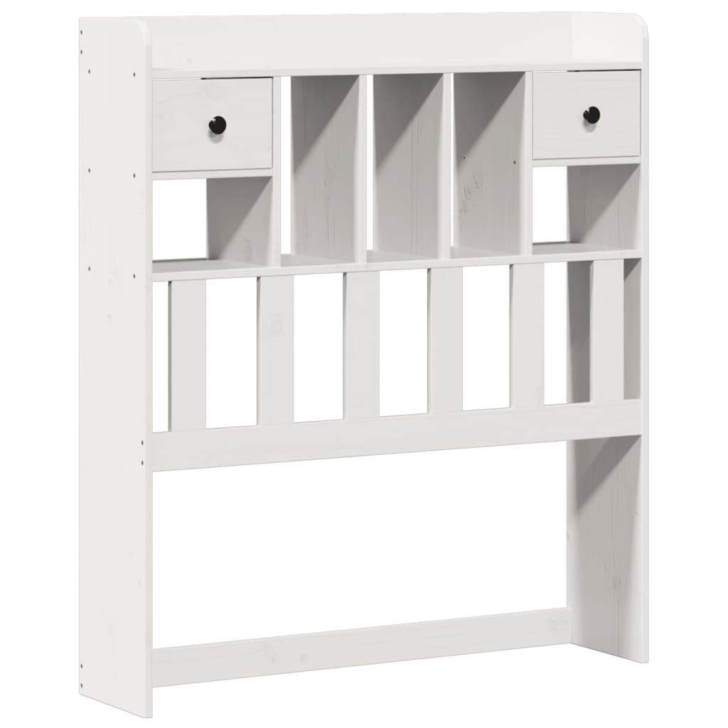 Seng med bokhylle uten madrass hvit 75x190 cm heltre furu