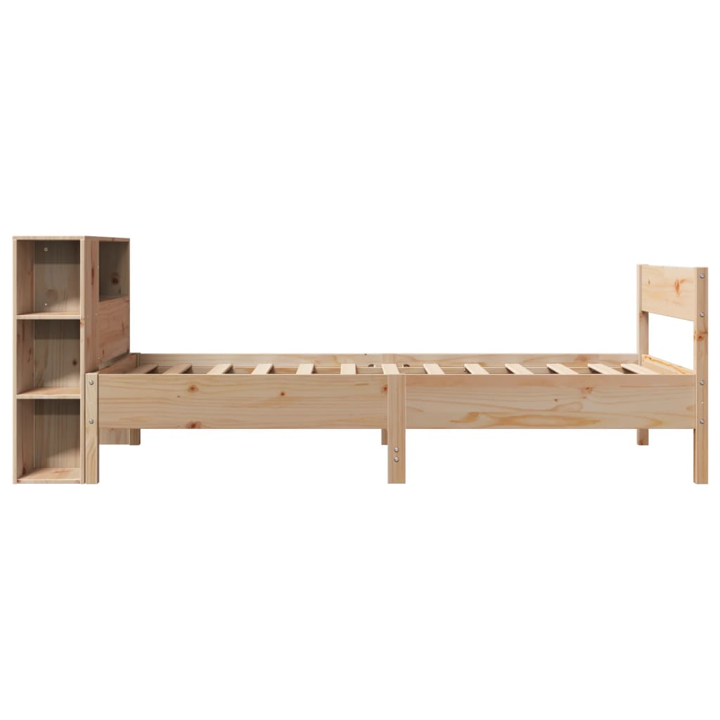 Seng med bokhylle uten madrass 75x190 cm heltre furu