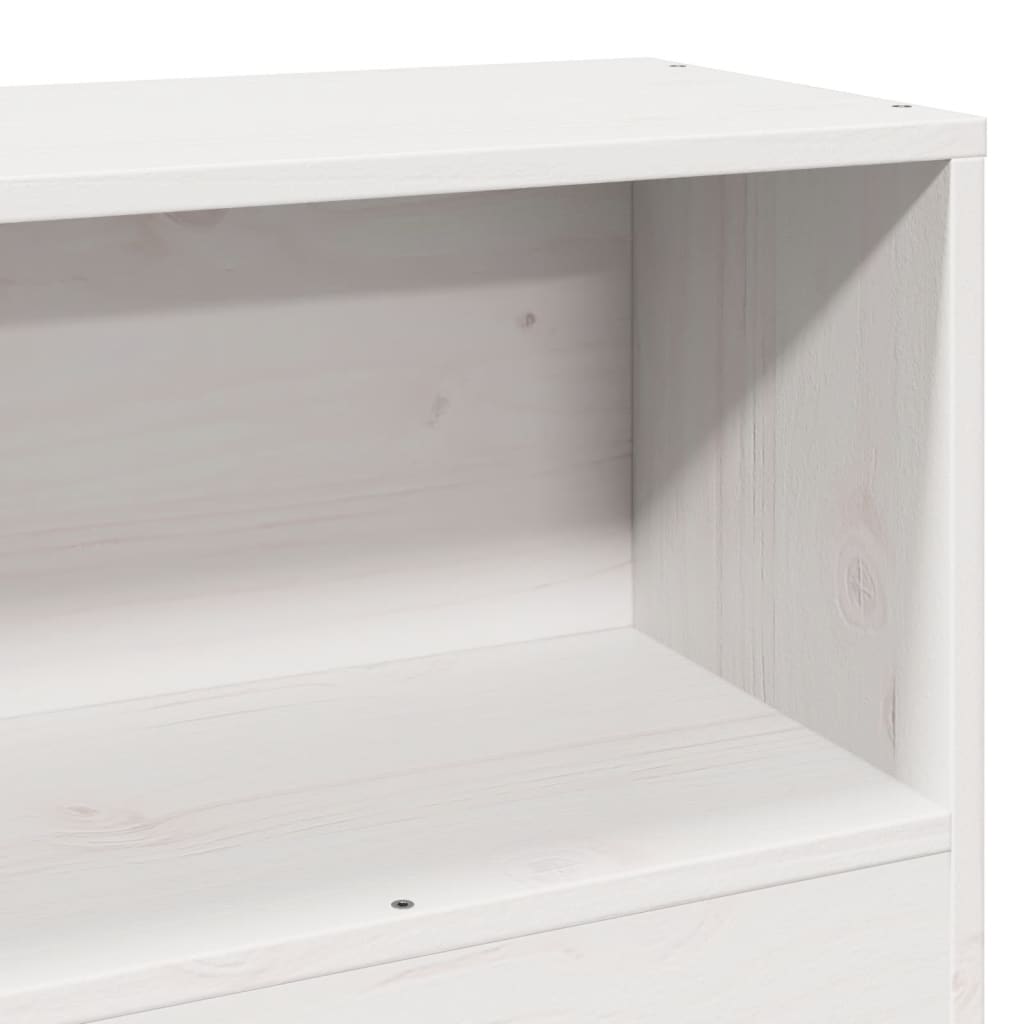 Seng med bokhylle uten madrass hvit 75x190 cm heltre furu