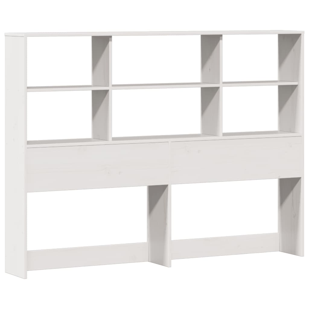 Seng med bokhylle uten madrass hvit 180x200 cm heltre furu